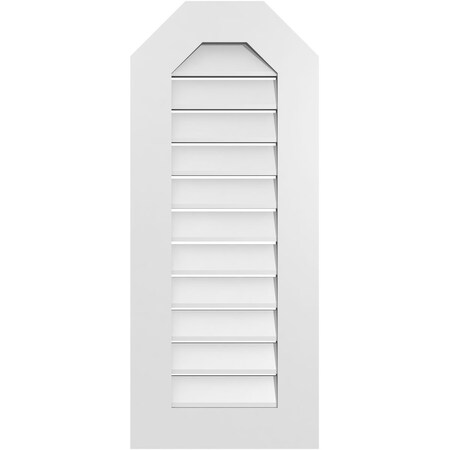 Ekena Millwork Octagonal Top Surface Mount PVC Gable Vent: Functional, w/ 3-1/2"W x 1"P Standard Frame, 16"W x 38"H GVPOT16X3801SF